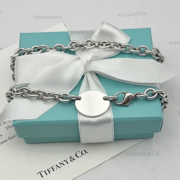 Tiffany & Co Return to Tiffany Oval Tag Choker Necklace Sterling Silver Gift Box - Picture 4 of 14